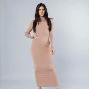 Milano Di Rouge Long Sleeve Beige Dress